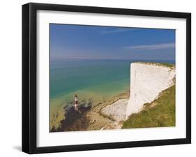 Beachy Head Lighthouse, White Chalk Cliffs and English Channel, East Sussex, England, Uk-Neale Clarke-Framed Photographic Print