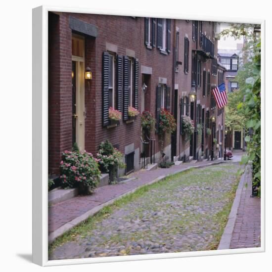 Beacon Hill, Acorn Street, Boston, Massachusetts, New England, USA-Roy Rainford-Framed Photographic Print