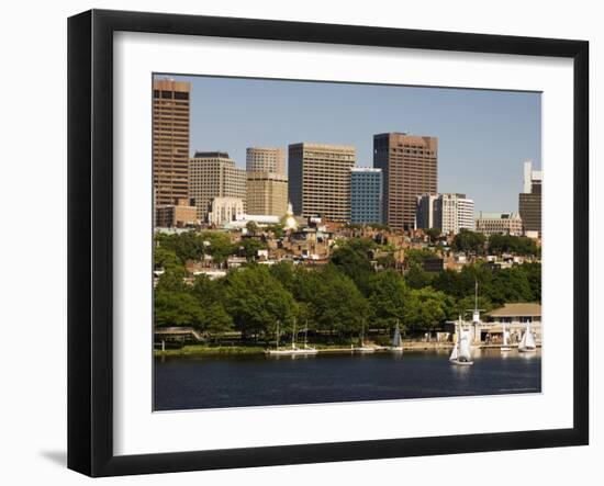 Beacon Hill and City Skyline Across the Charles River, Boston, Massachusetts, USA-Amanda Hall-Framed Photographic Print