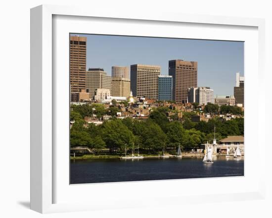 Beacon Hill and City Skyline Across the Charles River, Boston, Massachusetts, USA-Amanda Hall-Framed Photographic Print