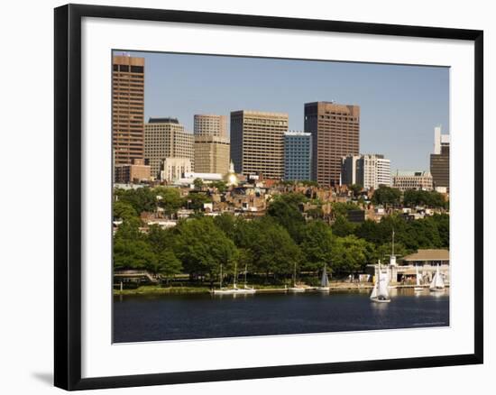 Beacon Hill and City Skyline Across the Charles River, Boston, Massachusetts, USA-Amanda Hall-Framed Photographic Print