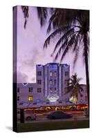 Beacon Hotel, Facade, Ocean Drive at Dusk, Miami South Beach, Art Deco District, Florida, Usa-Axel Schmies-Stretched Canvas