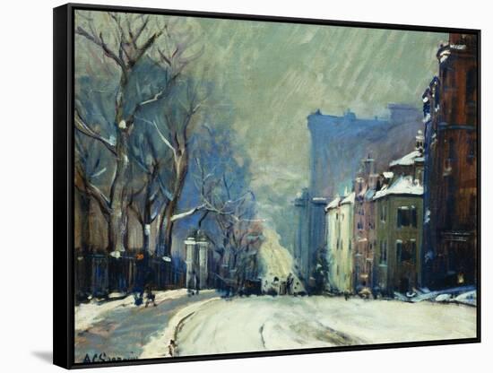 Beacon Street in Winter-Arthur Clifton Goodwin-Framed Stretched Canvas