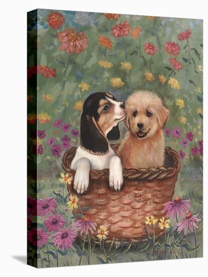 Beagle and Golden Retriever-Judy Mastrangelo-Stretched Canvas