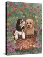 Beagle and Golden Retriever-Judy Mastrangelo-Stretched Canvas