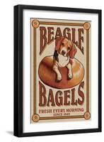 Beagle Bagels - Retro Ad - Lantern Press Artwork-Lantern Press-Framed Art Print