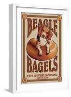 Beagle Bagels - Retro Ad - Lantern Press Artwork-Lantern Press-Framed Art Print