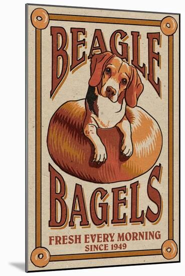 Beagle Bagels - Retro Ad - Lantern Press Artwork-Lantern Press-Mounted Art Print