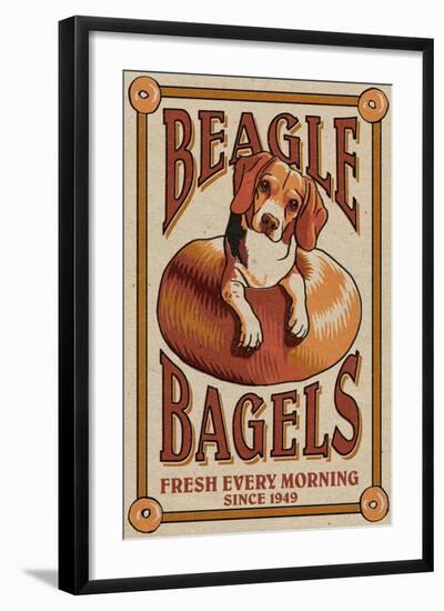 Beagle Bagels - Retro Ad - Lantern Press Artwork-Lantern Press-Framed Art Print