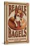Beagle Bagels - Retro Ad - Lantern Press Artwork-Lantern Press-Stretched Canvas