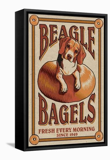 Beagle Bagels - Retro Ad - Lantern Press Artwork-Lantern Press-Framed Stretched Canvas