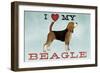 Beagle Canoe - I Love My Beagle I-Ryan Fowler-Framed Art Print
