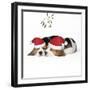 Beagle Dog Puppies Asleep, Wearing Christmas-null-Framed Premium Photographic Print