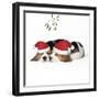 Beagle Dog Puppies Asleep, Wearing Christmas-null-Framed Photographic Print