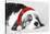Beagle Dog Puppy Asleep Wearing a Christmas Hat-null-Stretched Canvas