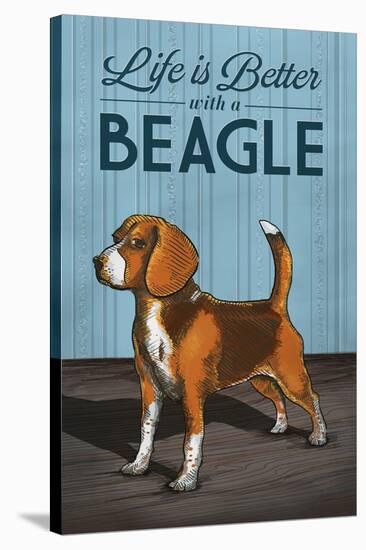Beagle - Life is Better-Lantern Press-Stretched Canvas