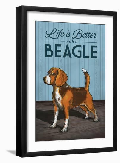 Beagle - Life is Better-Lantern Press-Framed Art Print