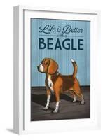 Beagle - Life is Better-Lantern Press-Framed Art Print