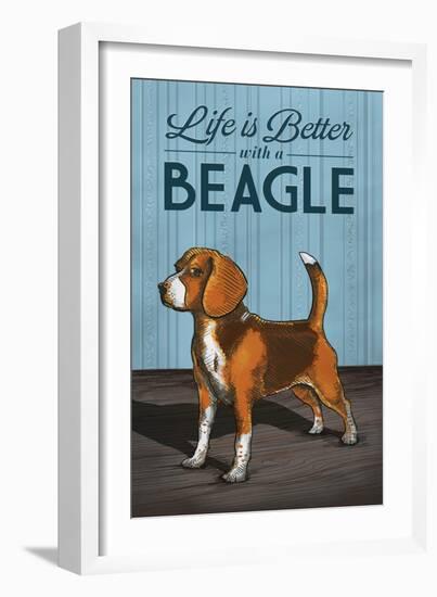 Beagle - Life is Better-Lantern Press-Framed Art Print