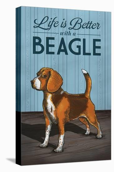 Beagle - Life is Better-Lantern Press-Stretched Canvas