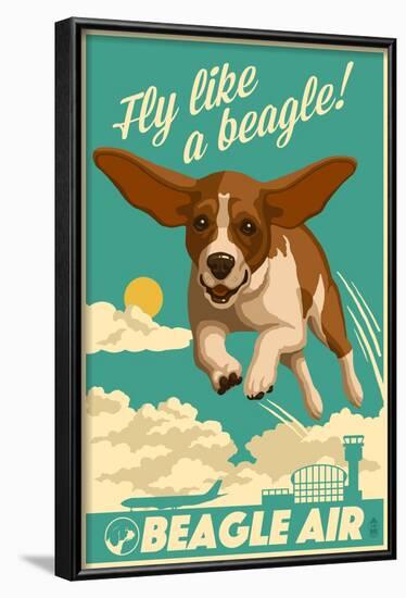 Beagle - Retro Aviation Ad-Lantern Press-Framed Art Print