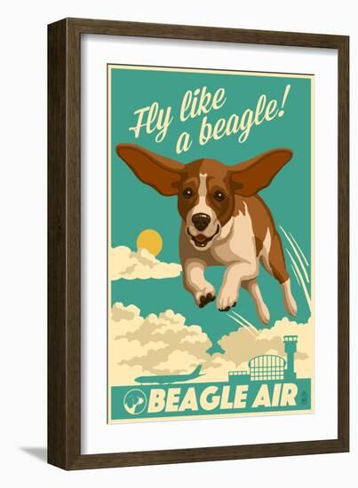 Beagle - Retro Aviation Ad-Lantern Press-Framed Art Print