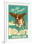 Beagle - Retro Aviation Ad-Lantern Press-Framed Art Print