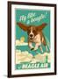 Beagle - Retro Aviation Ad-Lantern Press-Framed Art Print