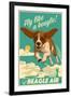 Beagle - Retro Aviation Ad-Lantern Press-Framed Art Print