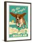 Beagle - Retro Aviation Ad-Lantern Press-Framed Art Print