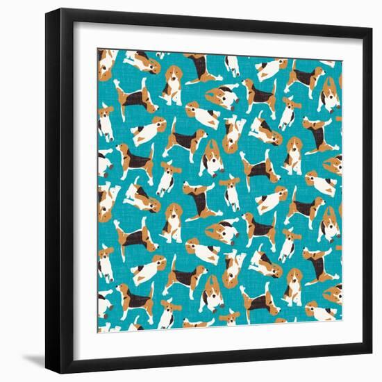 Beagle Scatter (Variant 1)-Sharon Turner-Framed Art Print