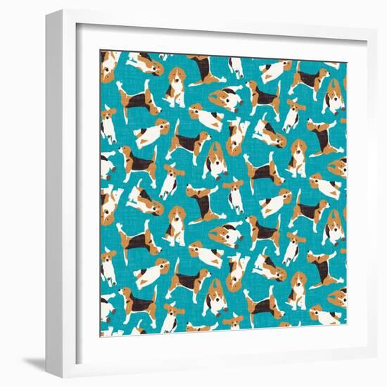 Beagle Scatter (Variant 1)-Sharon Turner-Framed Art Print