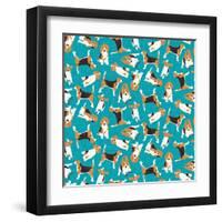 Beagle Scatter (Variant 1)-Sharon Turner-Framed Art Print