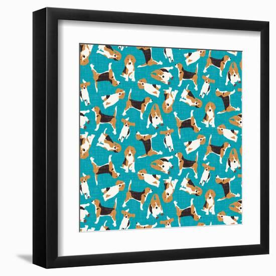 Beagle Scatter (Variant 1)-Sharon Turner-Framed Art Print