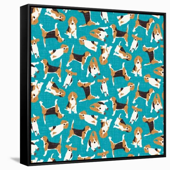Beagle Scatter (Variant 1)-Sharon Turner-Framed Stretched Canvas