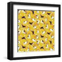 Beagle Scatter Yellow-Sharon Turner-Framed Art Print