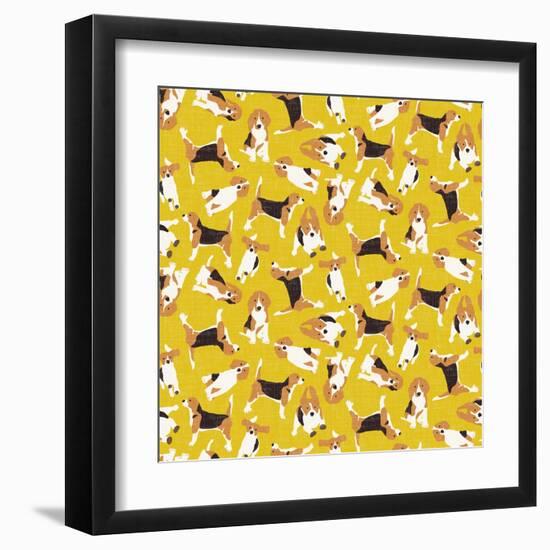 Beagle Scatter Yellow-Sharon Turner-Framed Art Print