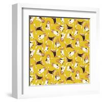 Beagle Scatter Yellow-Sharon Turner-Framed Art Print