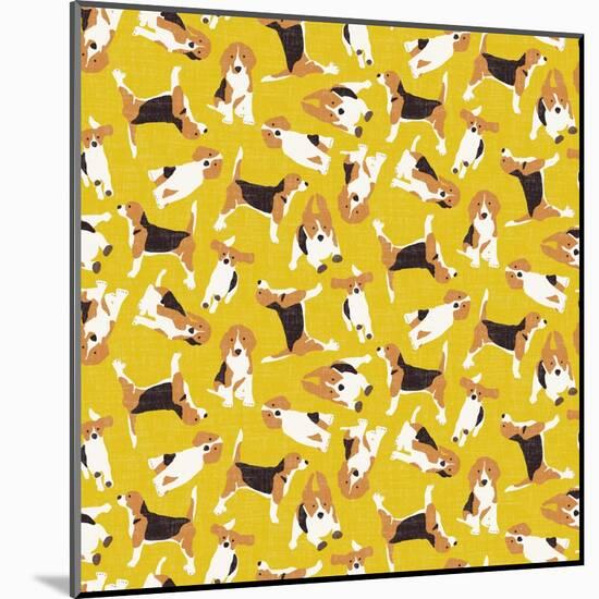 Beagle Scatter Yellow-Sharon Turner-Mounted Art Print