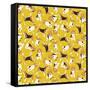 Beagle Scatter Yellow-Sharon Turner-Framed Stretched Canvas