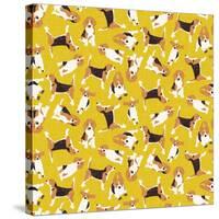 Beagle Scatter Yellow-Sharon Turner-Stretched Canvas