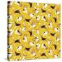 Beagle Scatter Yellow-Sharon Turner-Stretched Canvas