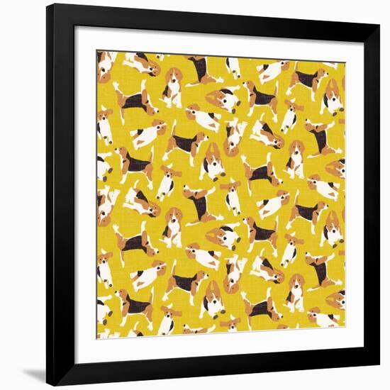 Beagle Scatter Yellow-Sharon Turner-Framed Art Print