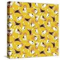 Beagle Scatter Yellow-Sharon Turner-Stretched Canvas