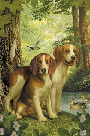 https://imgc.allpostersimages.com/img/posters/beagles-and-duck_u-L-PYL39W0.jpg?artPerspective=n