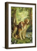 Beagles and Duck-Dan Craig-Framed Giclee Print