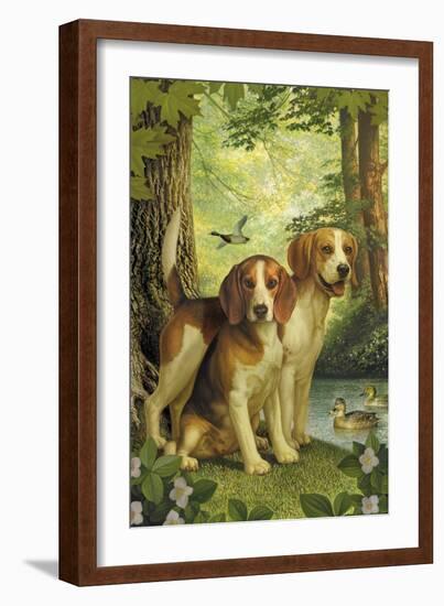 Beagles and Duck-Dan Craig-Framed Giclee Print