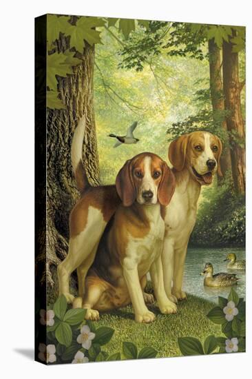 Beagles and Duck-Dan Craig-Stretched Canvas