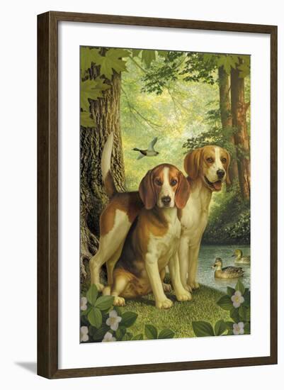 Beagles and Duck-Dan Craig-Framed Giclee Print