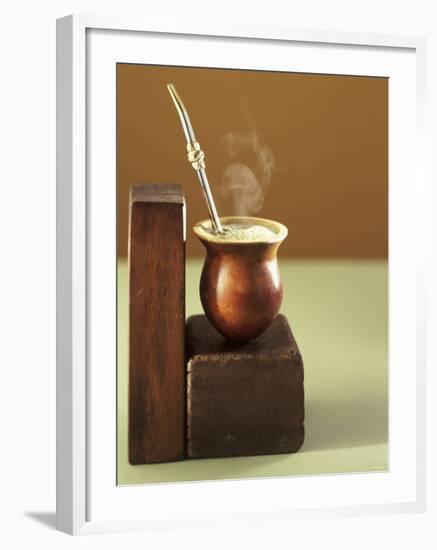 Beaker of Chimarrao with Silver Straw on Wood-Ricardo De Vicq De Cumptich-Framed Photographic Print